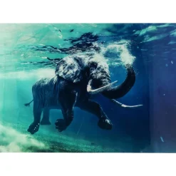 Bilder-KARE Design Bild Glas Swimming Elephant 180X120Cm