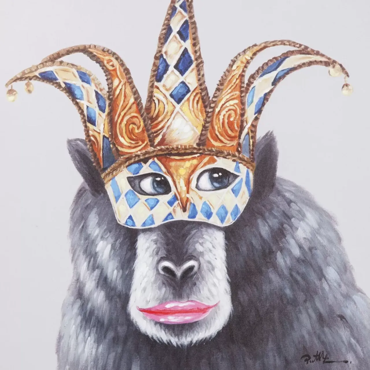 Bilder-KARE Design Bild Touched Carnival Monkey 70X70Cm