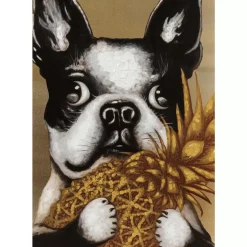 Bilder-KARE Design Bild Touched Dog With Pineapple 80X80Cm