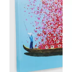 Bilder-KARE Design Bild Touched Flower Boat Blau Pink 80X100Cm