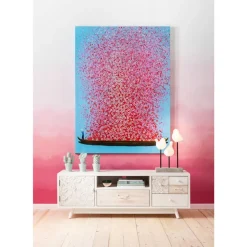 Bilder-KARE Design Bild Touched Flower Boat Blau Pink 80X100Cm