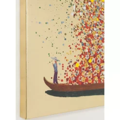 Bilder-KARE Design Bild Touched Flower Boat Gold Rot 120X160Cm