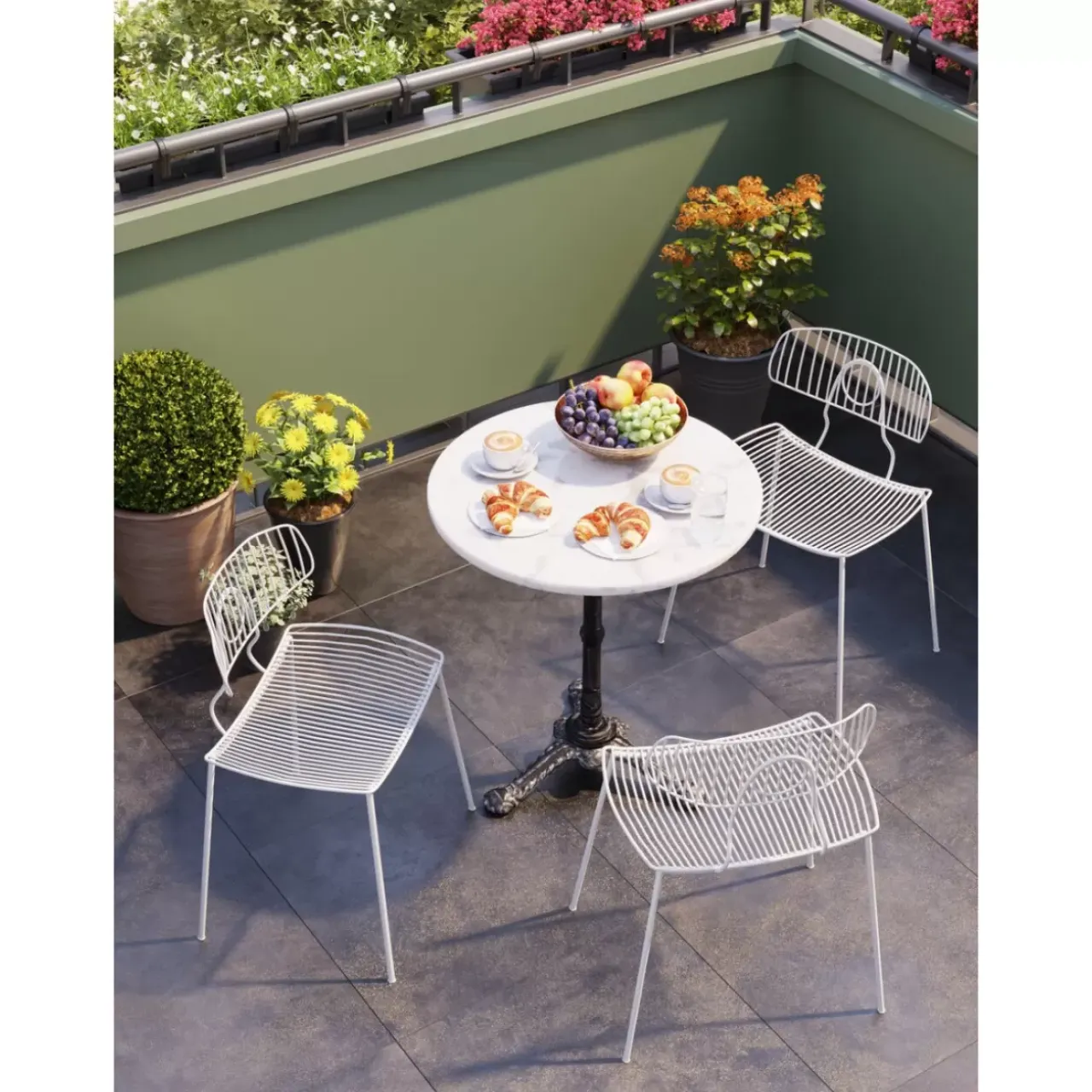 Outdoormöbel-KARE Design Bistrotisch Kaffeehaus Rund Weiss O60