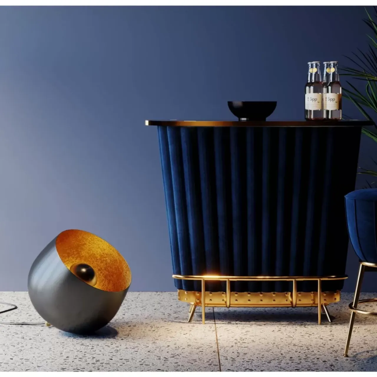 Steh & Bodenleuchten-KARE Design Bodenleuchte Apollon Smooth Schwarz O50Cm