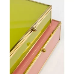 Aufbewahrung & Ordnung-KARE Design Box Neomi Grun Pink (2/Set)