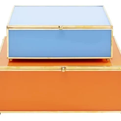 Aufbewahrung & Ordnung-KARE Design Box Neomi Orange Blau (2/Set)