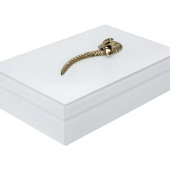 Aufbewahrung & Ordnung-KARE Design Box Snake Bite Weis 28X7Cm