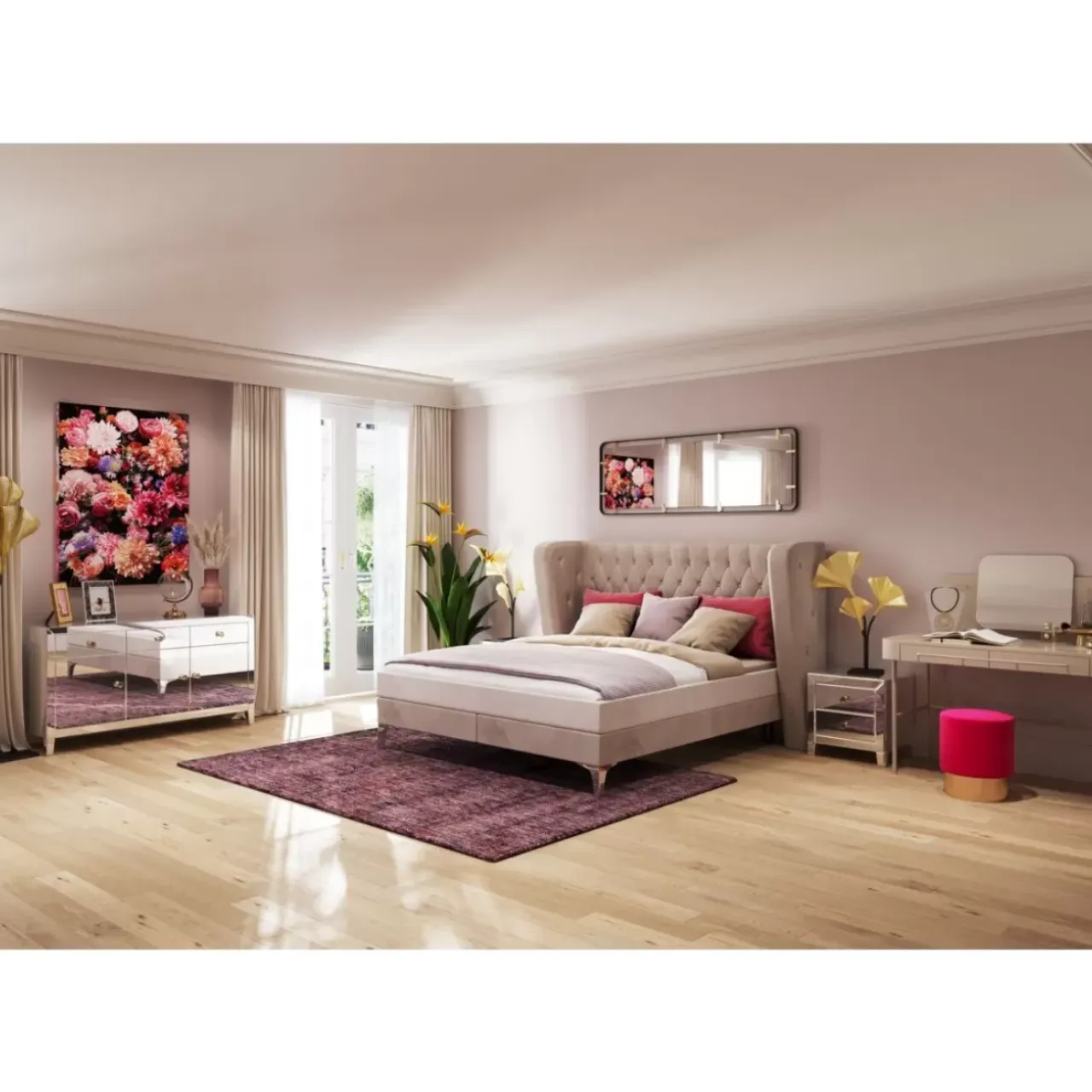 Betten-KARE Design Boxspringbett Benito Moon Creme 180X200Cm