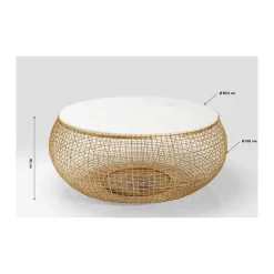 Tische-KARE Design Couchtisch Cesta Marmor Gold O100Cm