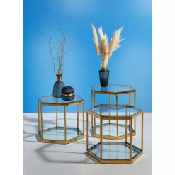 Tische-KARE Design Couchtisch Comb Gold 45