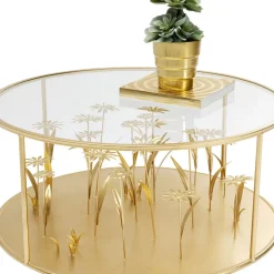 Tische-KARE Design Couchtisch Flower Meadow Gold O80