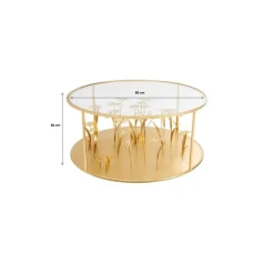 Tische-KARE Design Couchtisch Flower Meadow Gold O80