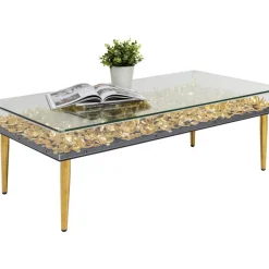 Tische-KARE Design Couchtisch Gold Flowers 120X60