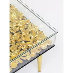 Tische-KARE Design Couchtisch Gold Flowers 120X60