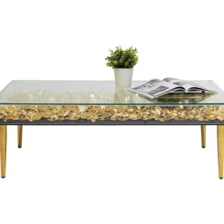Tische-KARE Design Couchtisch Gold Flowers 120X60