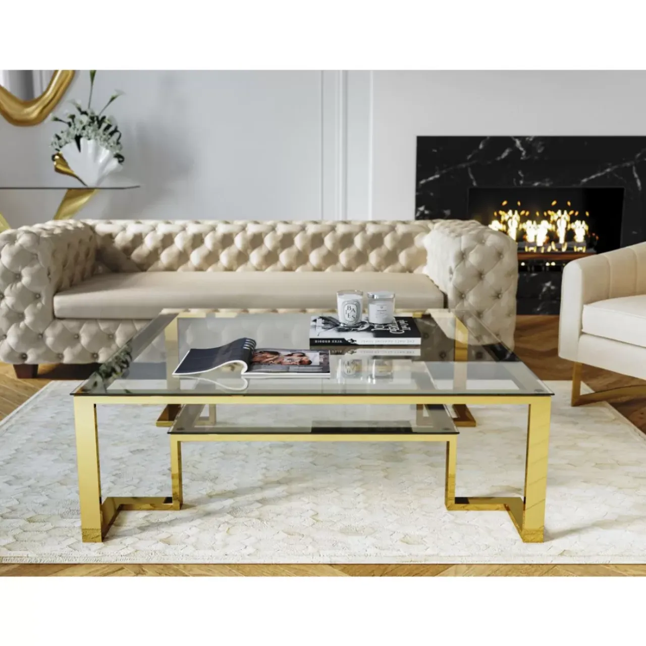 Tische-KARE Design Couchtisch Gold Rush 120X120Cm