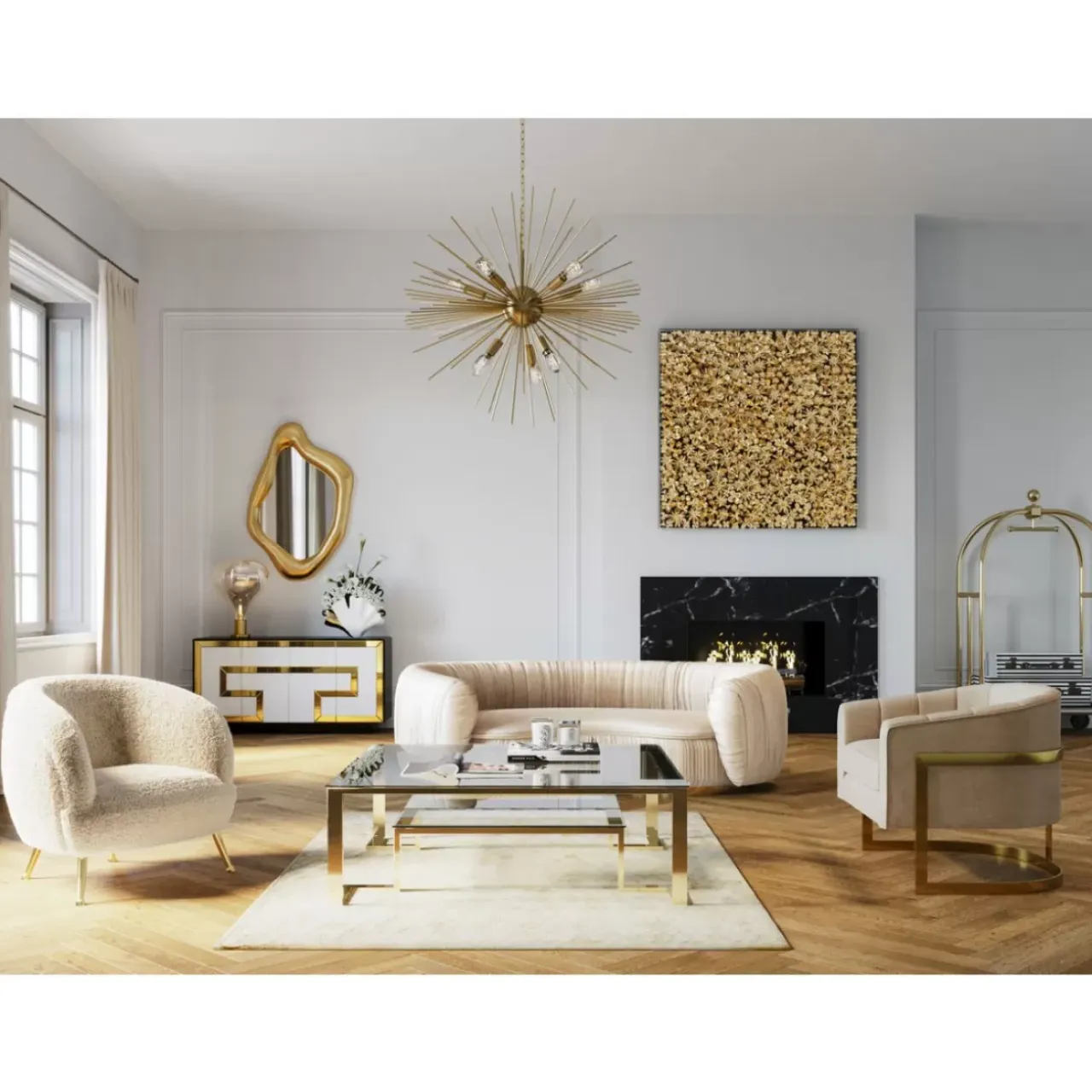 Tische-KARE Design Couchtisch Gold Rush 120X120Cm