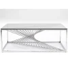 Tische-KARE Design Couchtisch Laser Silber Klarglas 120X60