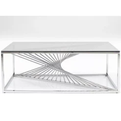 Tische-KARE Design Couchtisch Laser Silber Klarglas 120X60