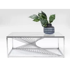 Tische-KARE Design Couchtisch Laser Silber Klarglas 120X60