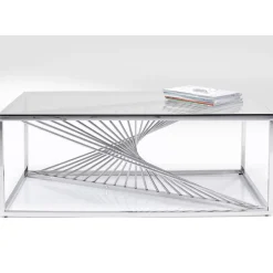 Tische-KARE Design Couchtisch Laser Silber Klarglas 120X60
