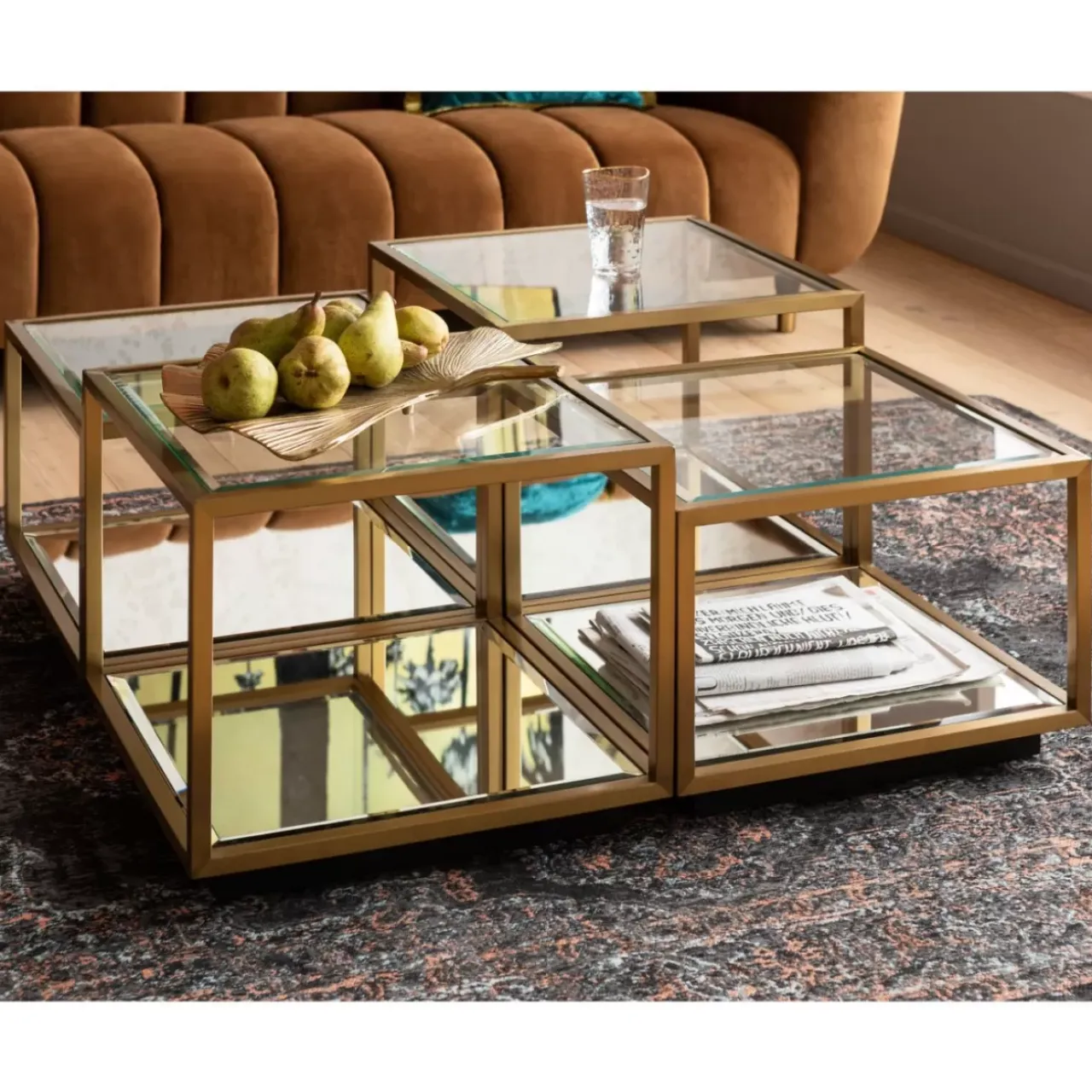 Tische-KARE Design Couchtisch Luigi Gold (4/Set)