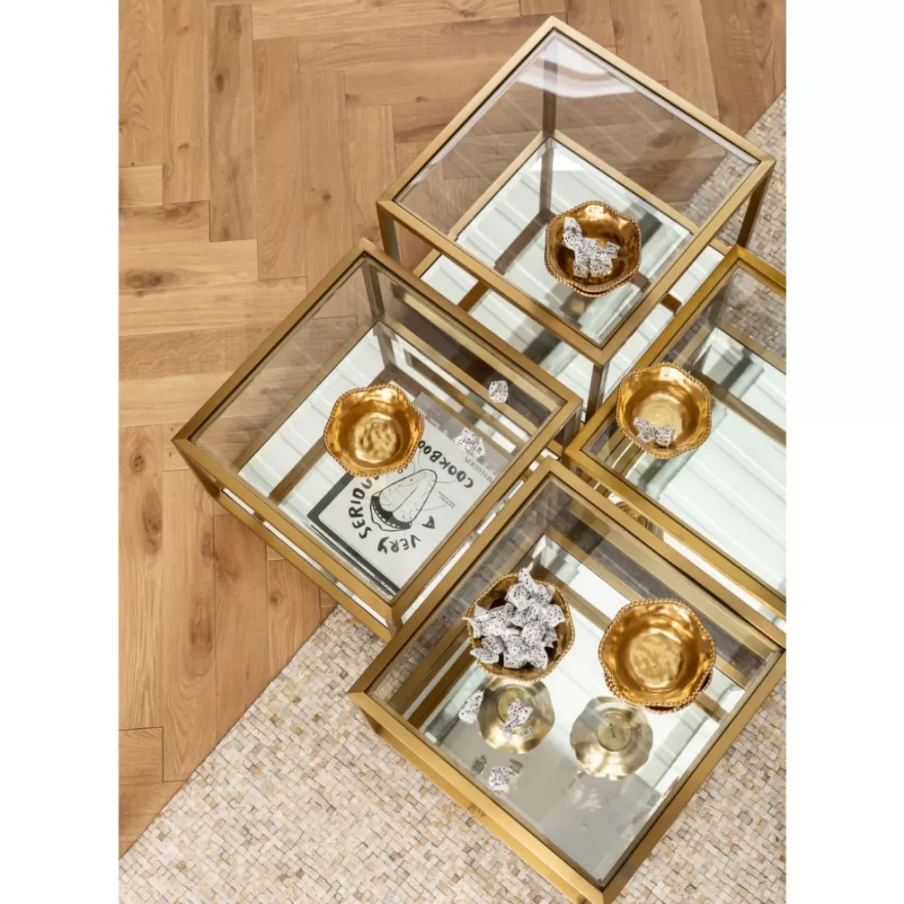 Tische-KARE Design Couchtisch Luigi Gold (4/Set)