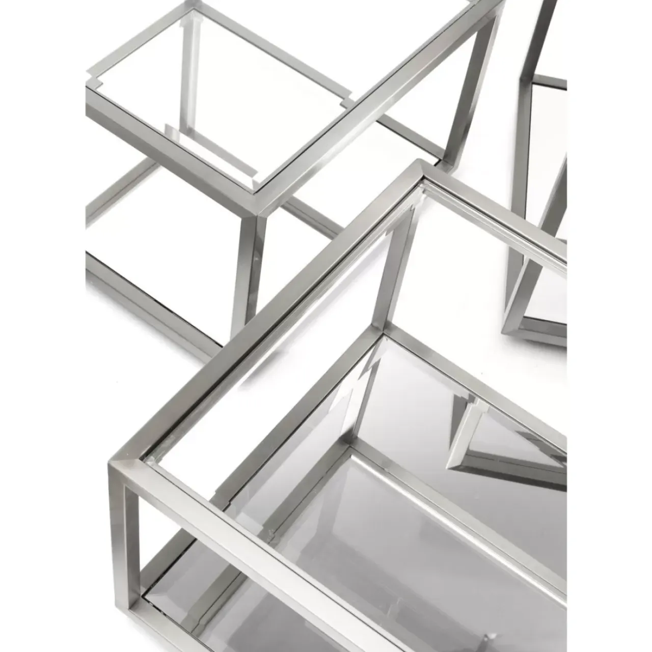 Tische-KARE Design Couchtisch Luigi Silber (4/Set)