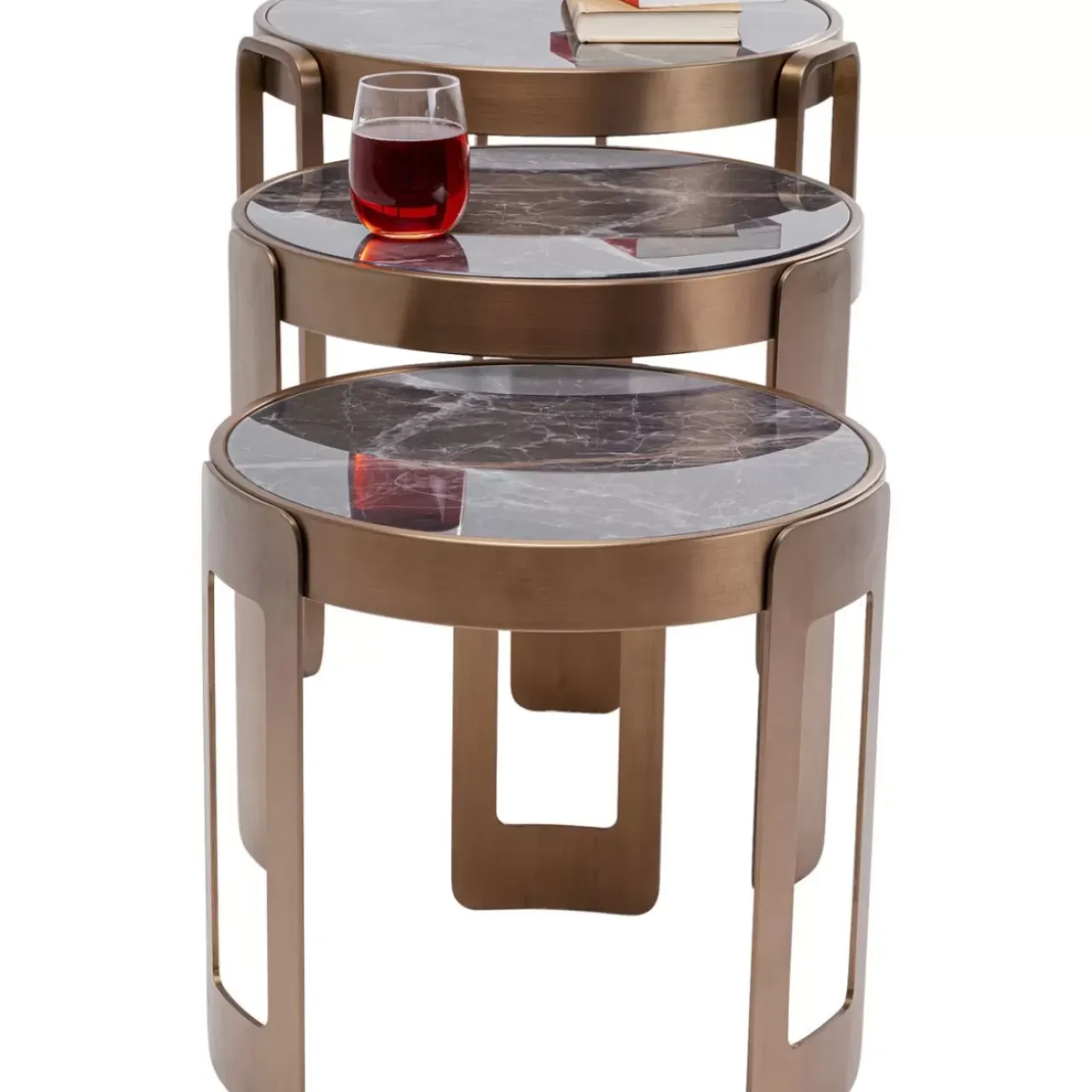 Tische-KARE Design Couchtisch Perelli Messing (3/Set)