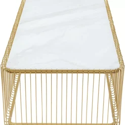 Tische-KARE Design Couchtisch Wire Glas Marble Weis 145X70Cm