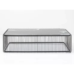 Tische-KARE Design Couchtisch Wire Glas Marble Schwarz 145X70Cm