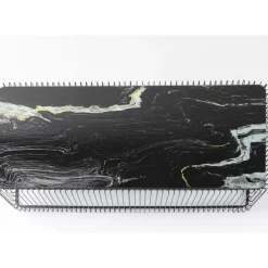 Tische-KARE Design Couchtisch Wire Glas Marble Schwarz 145X70Cm