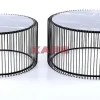 Tische-KARE Design Couchtisch Wire Glas Marble Schwarz (2/Set)