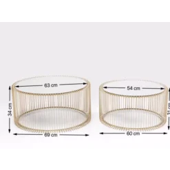Tische-KARE Design Couchtisch Wire Messing (2/Set)