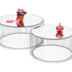 Tische-KARE Design Couchtisch Wire Silber (2/Set)