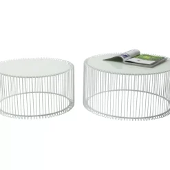Tische-KARE Design Couchtisch Wire White (2/Set)