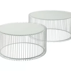 Tische-KARE Design Couchtisch Wire White (2/Set)