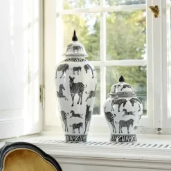 Vasen-KARE Design Deckelvase Zebra Gr 23X60