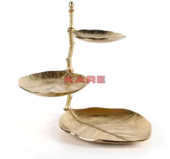 Geschirr & Tischaccessoires-KARE Design Deko Etagere Leaf Gold