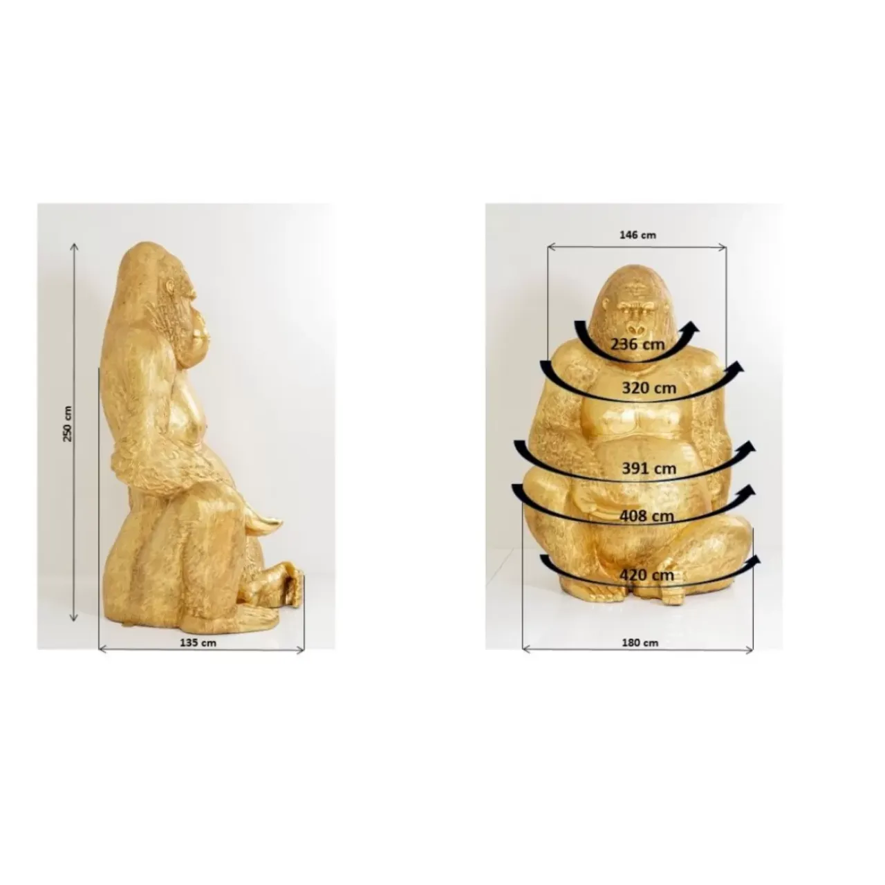 Deko & Geschenkartikel-KARE Design Deko Figur Gorilla Gold Xxl 249