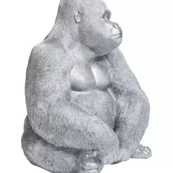 Deko & Geschenkartikel-KARE Design Deko Figur Monkey Gorilla Side Xl Silber Matt