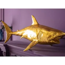 Deko & Geschenkartikel-KARE Design Deko Figur Shark Henry Gold 106Cm