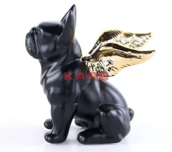 Deko & Geschenkartikel-KARE Design Deko Figur Sitting Angel Dog Gold-Schwarz