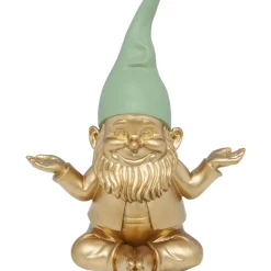 Deko & Geschenkartikel-KARE Design Deko Figur Zwerg Meditation Gold Grun 19Cm