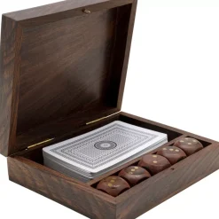 Deko & Geschenkartikel-KARE Design Deko Karten Box Gamble Wood (7/Tlg.)