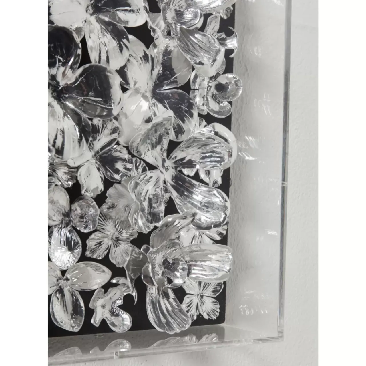 Bilder-KARE Design Deko Rahmen Silver Flower 100X100Cm