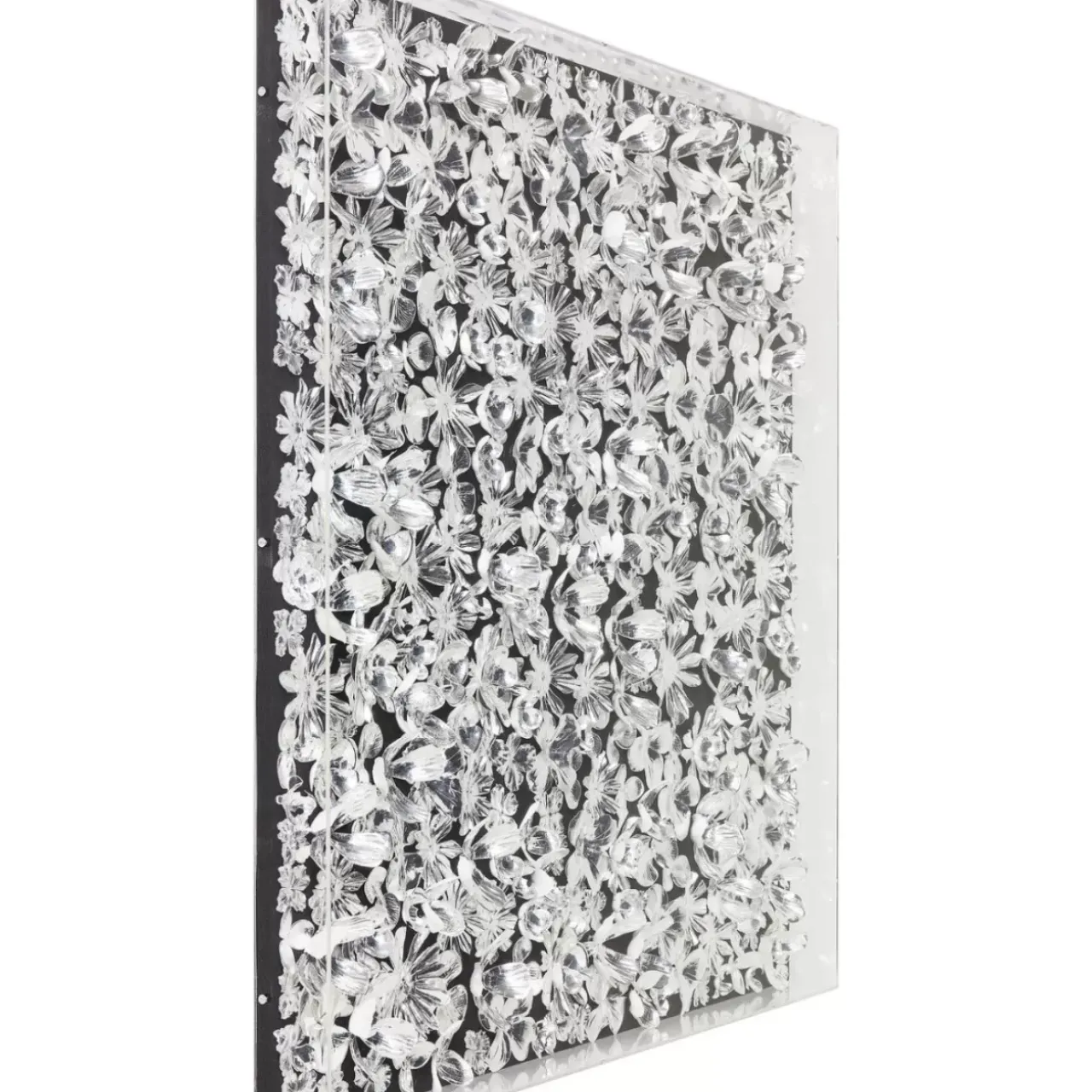Bilder-KARE Design Deko Rahmen Silver Flower 100X100Cm