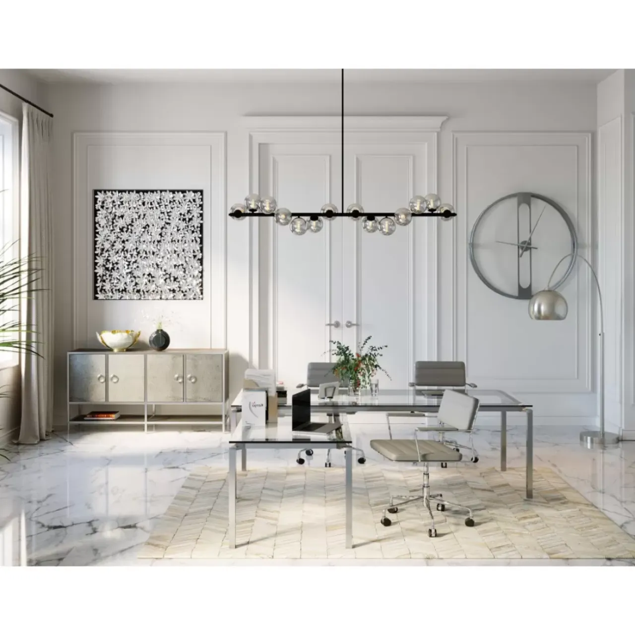Bilder-KARE Design Deko Rahmen Silver Flower 100X100Cm