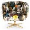 Sessel-KARE Design Drehsessel Peony Flower Gelb