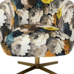 Sessel-KARE Design Drehsessel Peony Flower Gelb